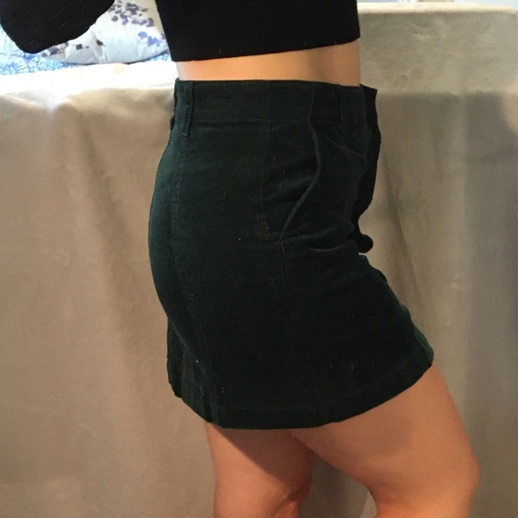 Forever 21 Button Up Corduroy Skirt Forest Green - Picture 4 of 14